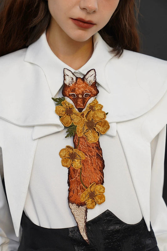 フォックステールフラワー刺繡ネクタイ B3373