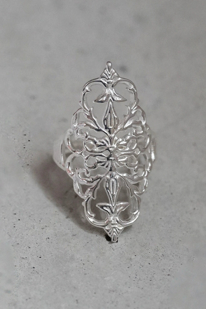 S925貝殼浮雕戒指/蕾絲圖案戒指 B4230