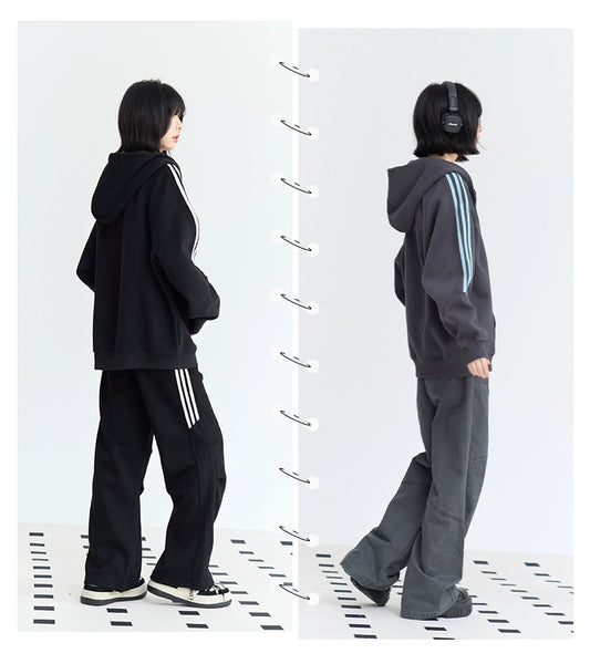 復古三條紋連帽外套 B3503