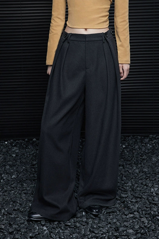 Dark gray brushed wide suit pants B4416