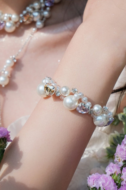 復古馬卡龍色珍珠手鍊B3763