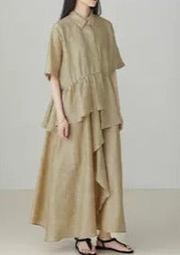 Tencel linen jacquard loose top B3126