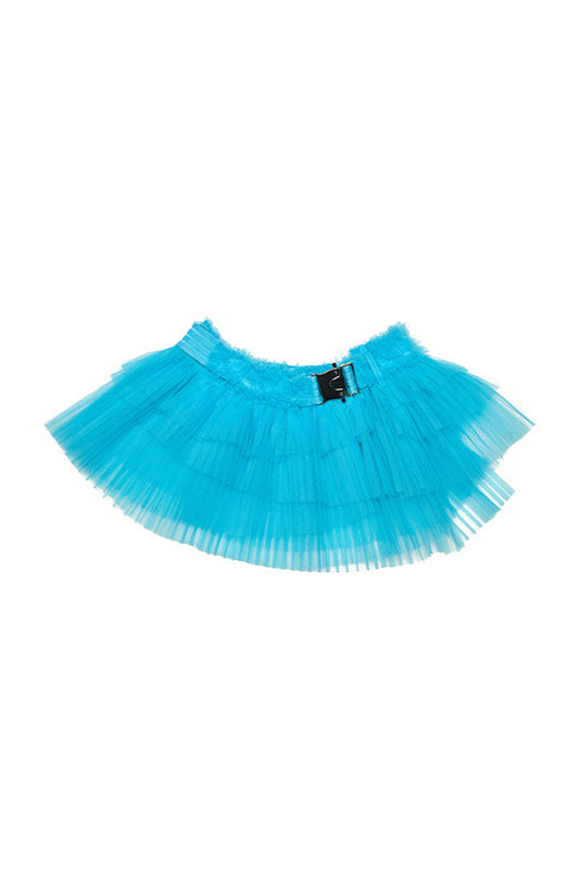 Multi-layer pleated mesh skirt B3790
