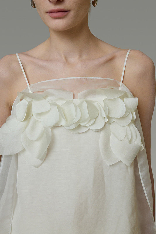 White 3D Floral Cami and Skirt B4766