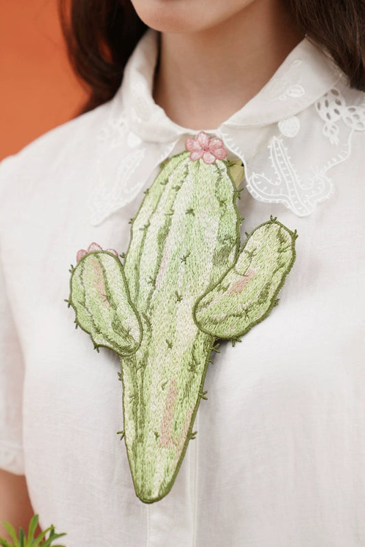 モロッコレトロサボテン刺繡ネクタイ B3928