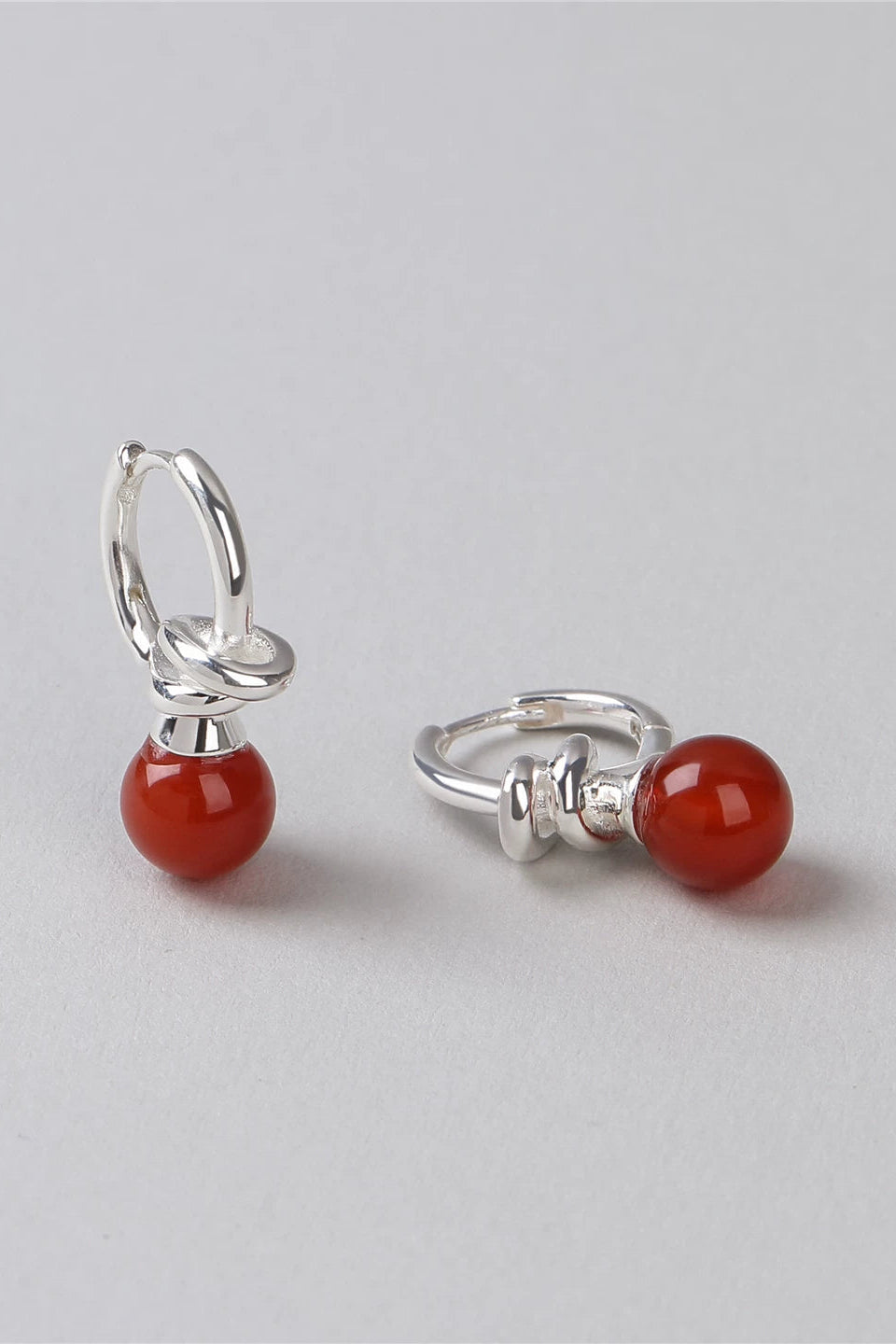 S925ラッキーノットレッドアゲートピアス B4565