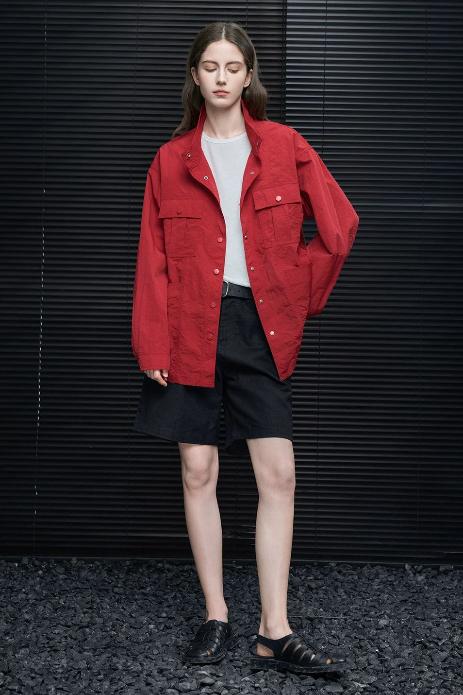 スタンドカラーワークウエアシャツジャケット B4675