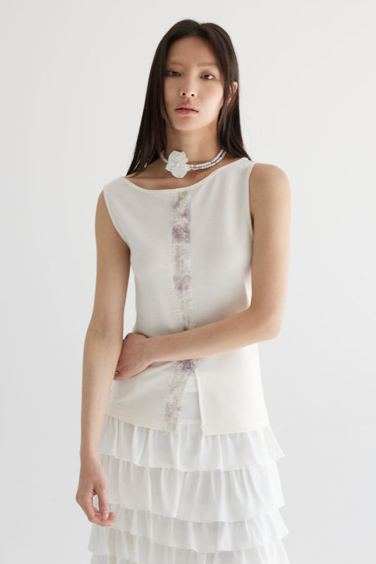 白色無袖T卹B3811