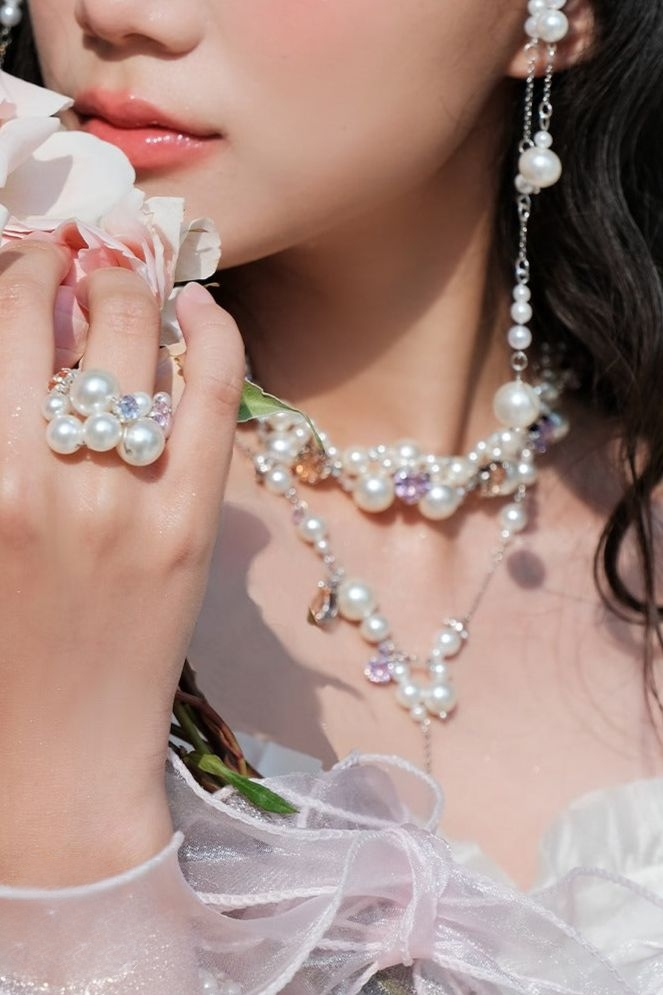 パールジルコンY字型ネックレス B3762