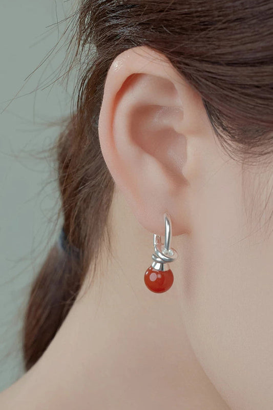 S925ラッキーノットレッドアゲートピアス B4565