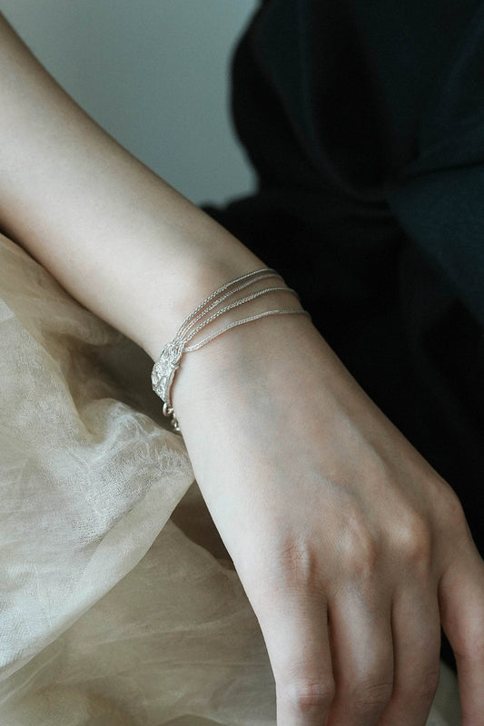 S925ヴィンテージクチナシファイバーニッチブレスレット B4149