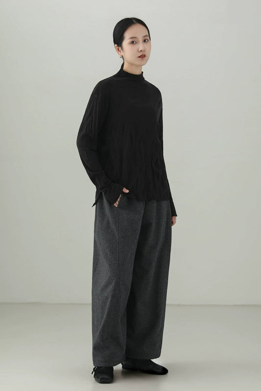 Tencel wool wrinkled T-shirt B4525