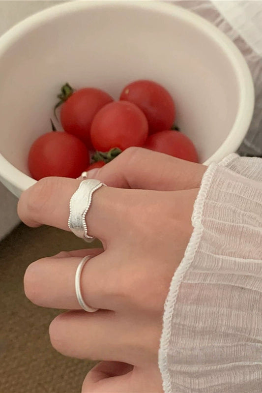 S925シルバービーズレースブラッシュドオープンリング B4003