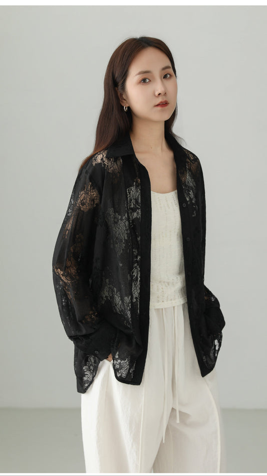 ジャカードカットワークシャツジャケット B4757