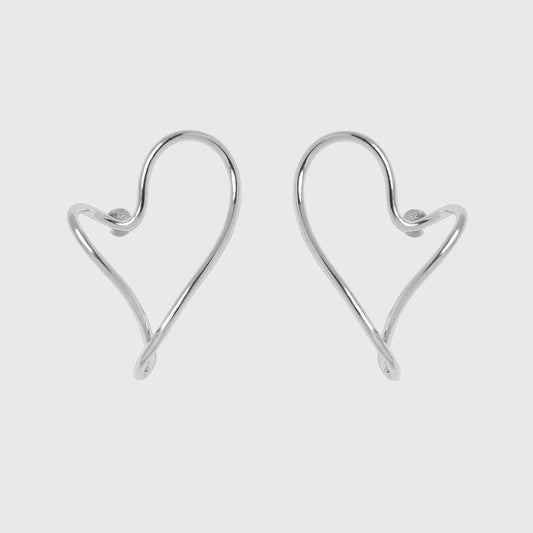 S925 Hollow Irregular Peach Heart Earrings B4128