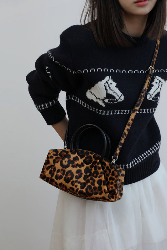 レトロレザーボックスハンドバッグ B4408