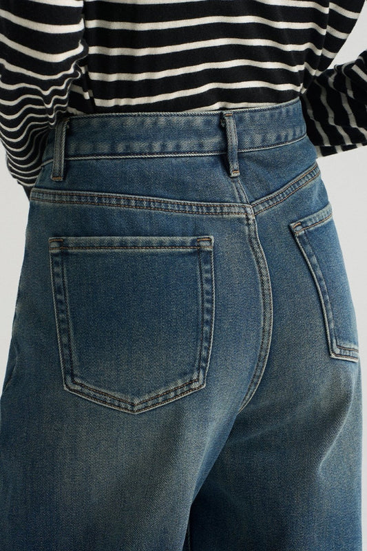 修身保暖直筒牛仔褲 B3542