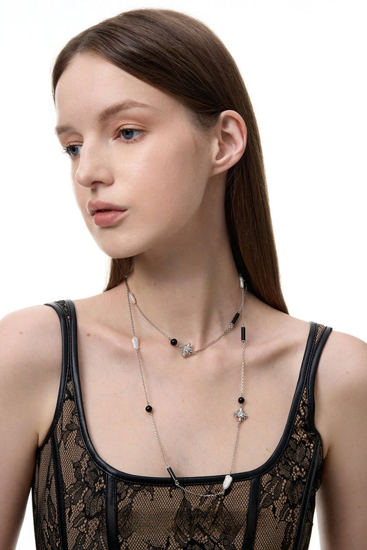 Original Iris Agate Pearl Long Necklace B3587