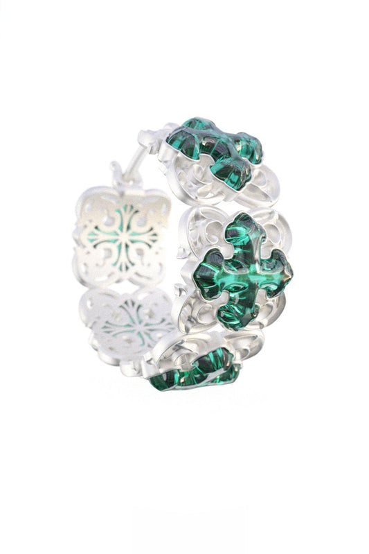 S925鳶尾花十字光耳環(單一)B3979