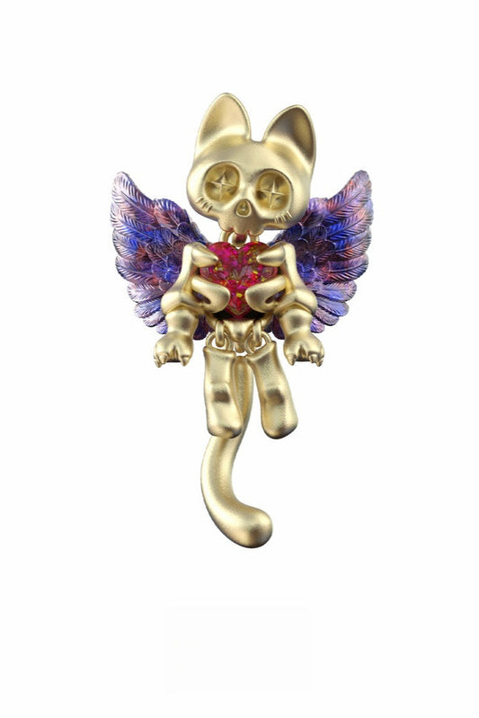 S925 Dark Angel Skull Kitty Earrings (Single) B4127