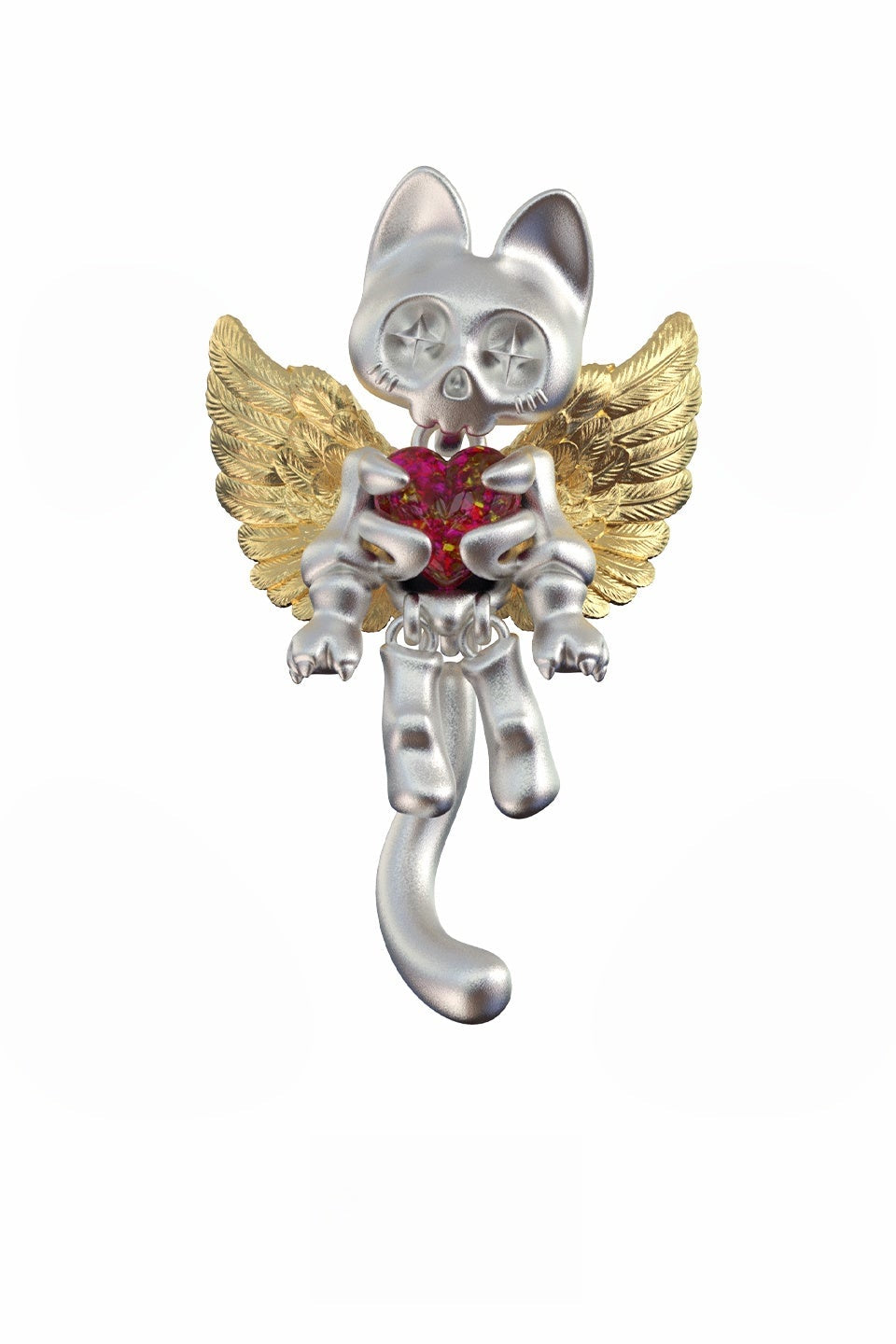 S925 Dark Angel Skull Kitty Earrings (Single) B4127