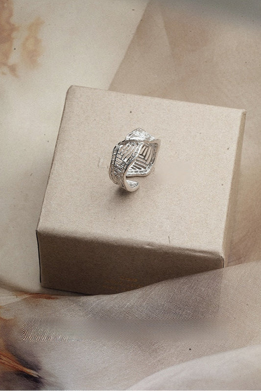 S925ヴィンテージクチナシファイバーハイエンドニッチオープンリング B4147