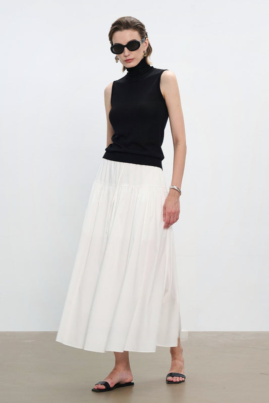 Premium Cotton Drawstring Tiered Skirt B4180