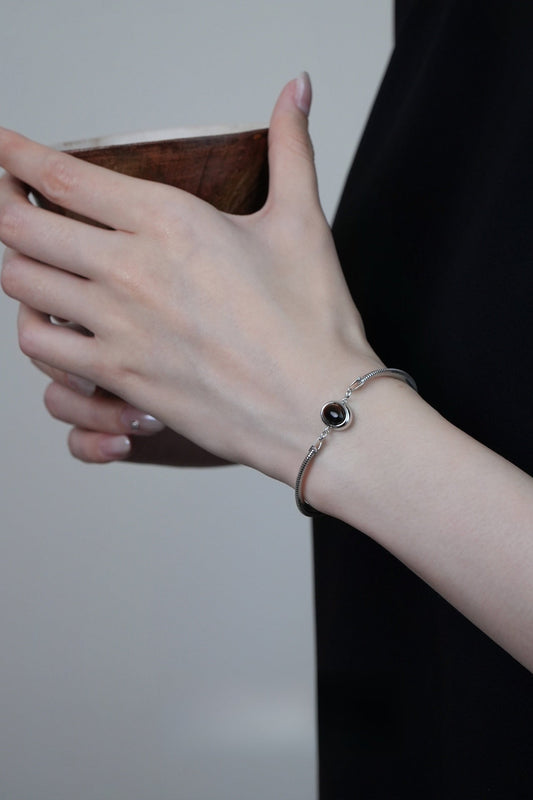 S925タイガーアイスネークボーンチェーンブレスレット B4189