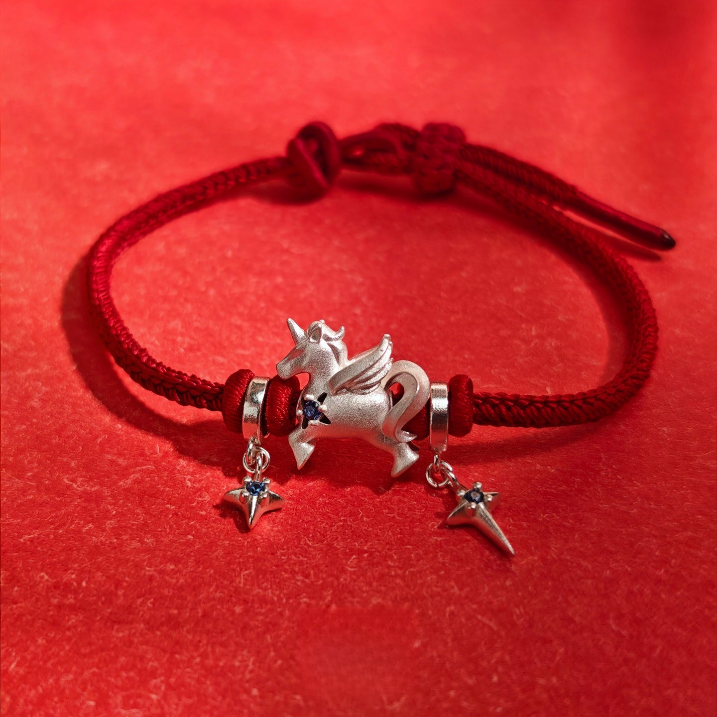 獨角獸紅色繩編手鍊 B4478