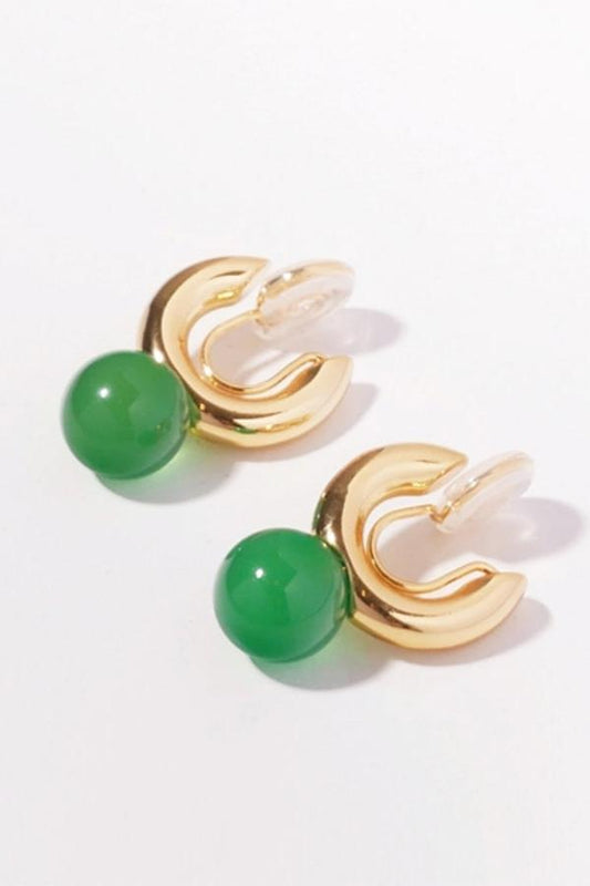 グリーンストーンイヤークリップ B1048