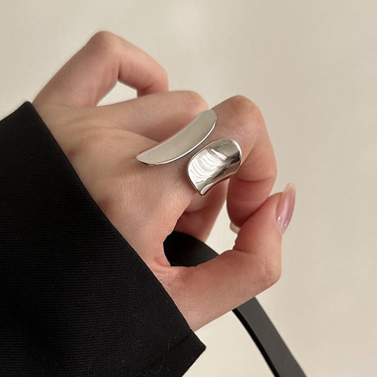 S925コールドウィンドシルバーオープンリング B1774