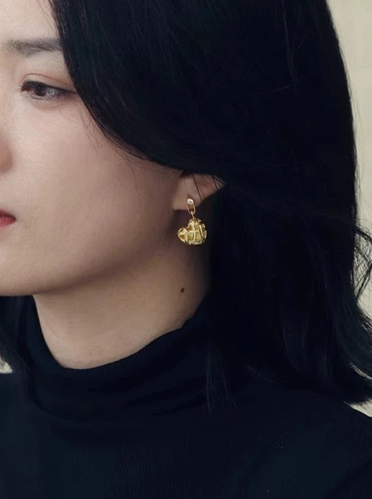 S925 Heart & Pearl Asymmetric Earrings B2281