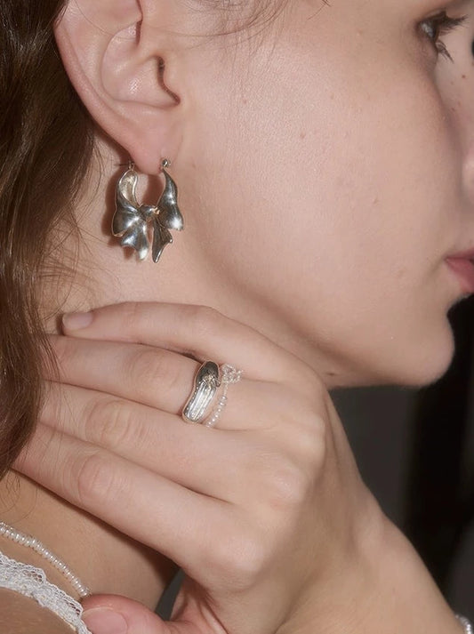 S925ビッグリボンピアス B2431