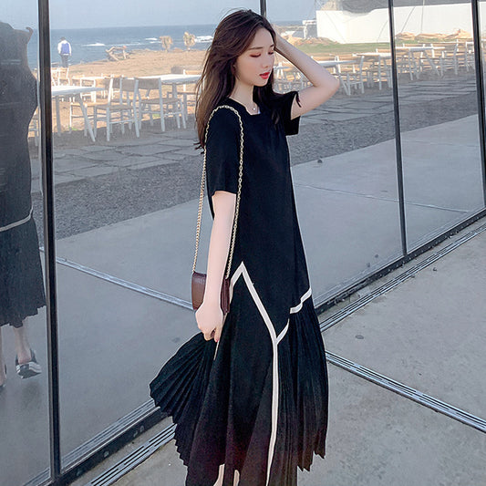 ヘムプリーツショートスリーブワンピース B1940