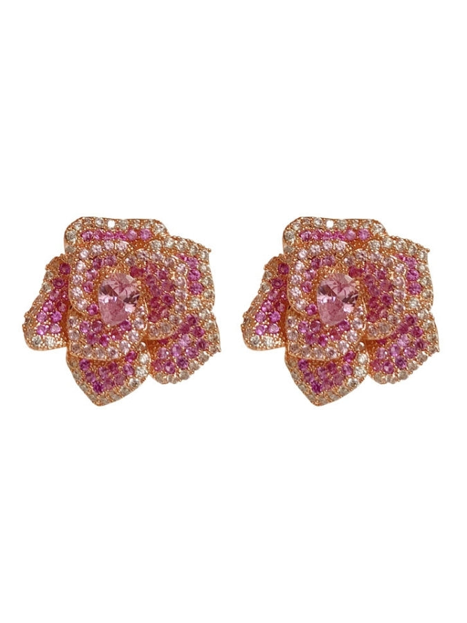 ピンクローズピアス B1277