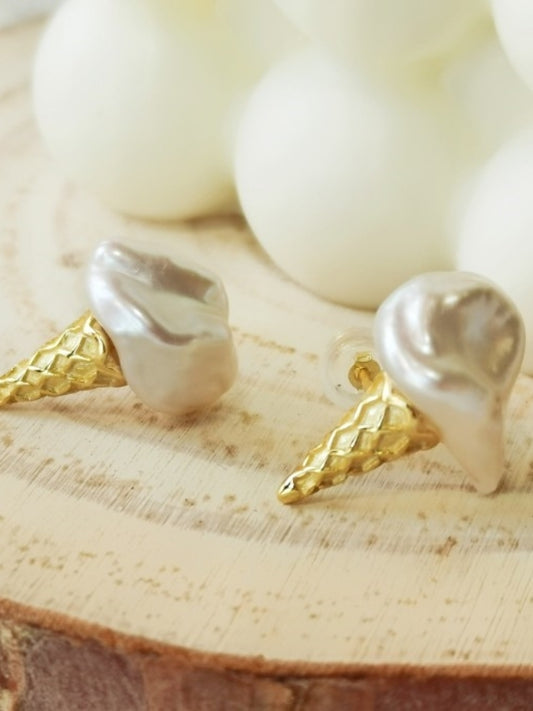 <累計1200個突破>S925パールアイスクリームピアス B1364