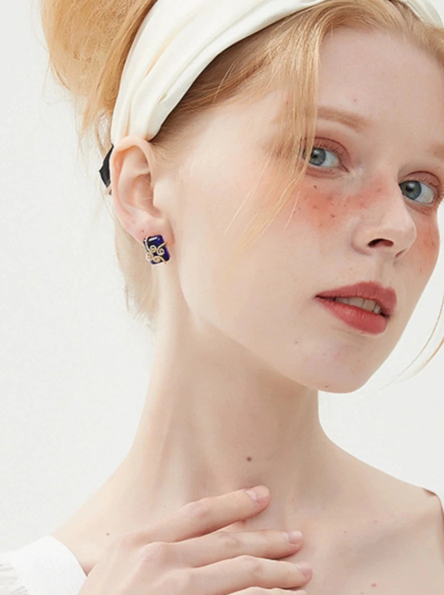 レトロガラスハイエンドピアス B2564