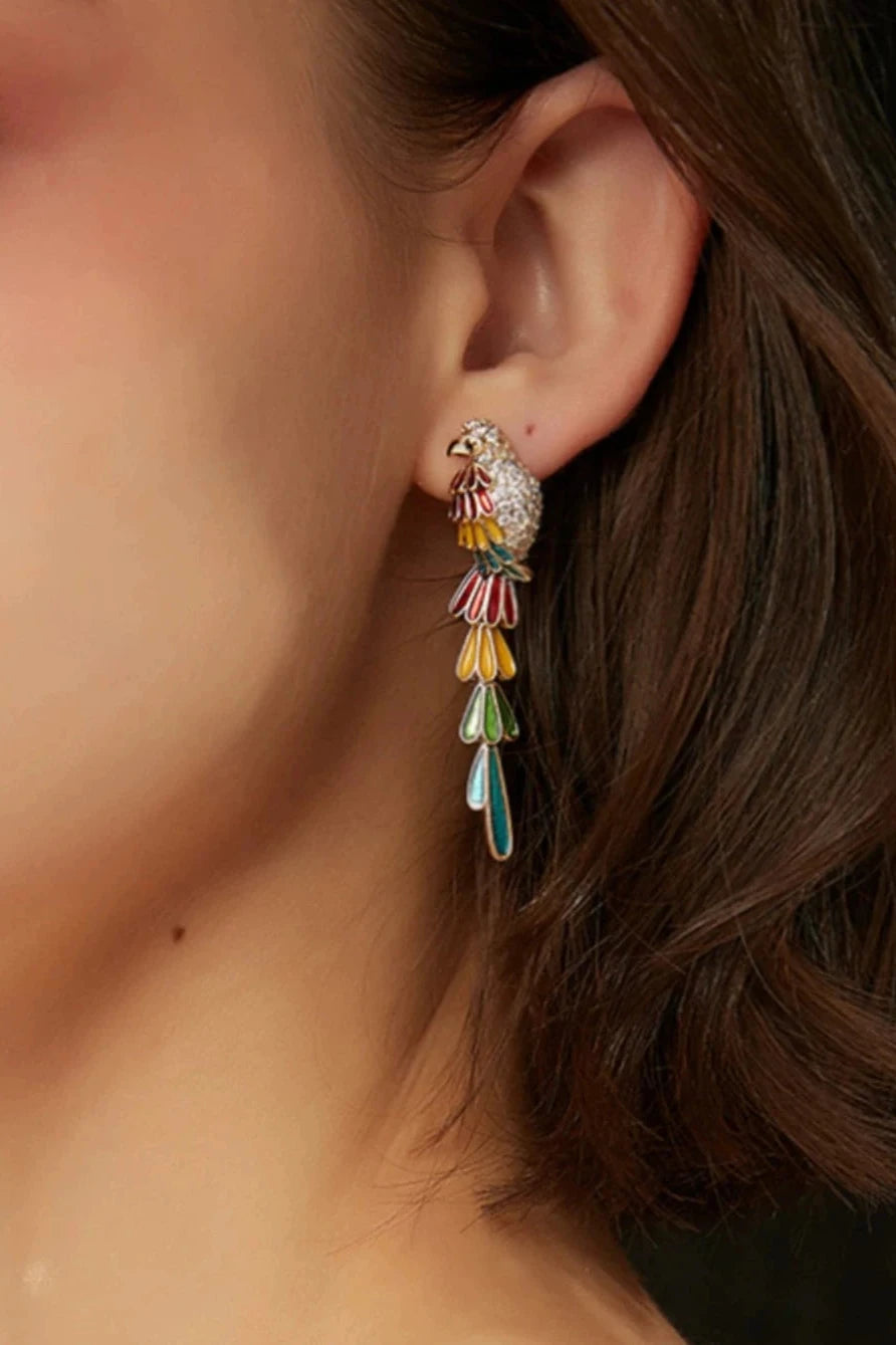 オウムロングタッセルピアス B2557