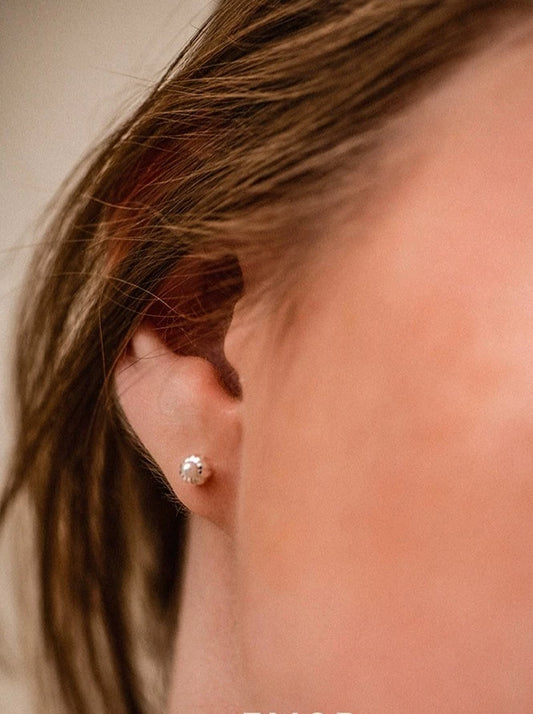 S925レトロフラワーパールピアス(シングル) B2434