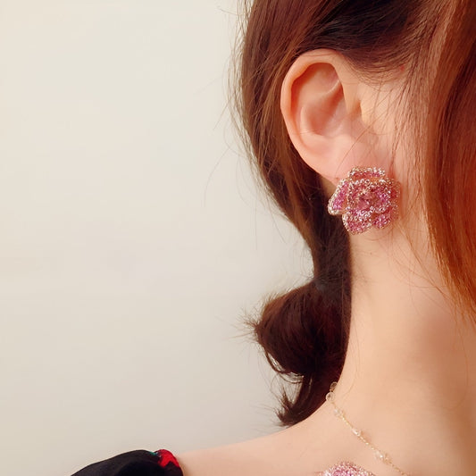 ピンクローズピアス B1277