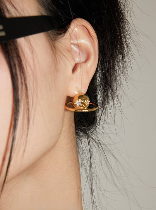 Saturn zircon earrings B1990