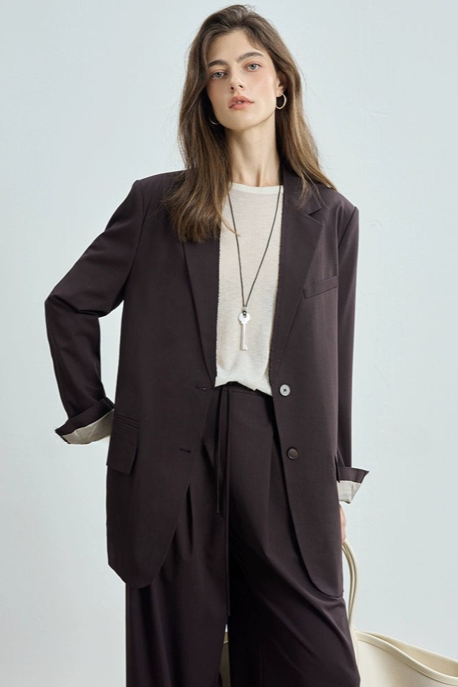 羊毛混紡休閒西裝外套 + 褲子套裝 B4304