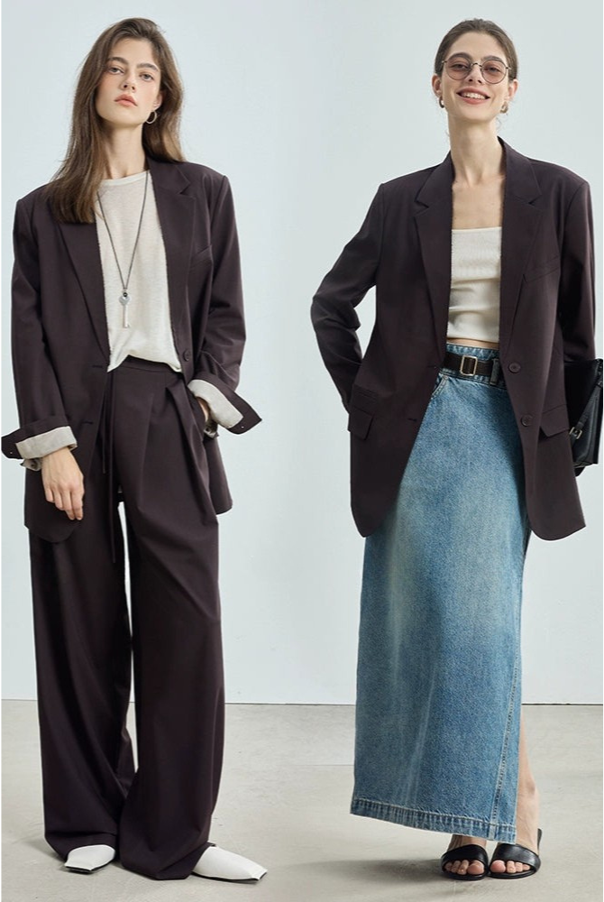 羊毛混紡休閒西裝外套 + 褲子套裝 B4304