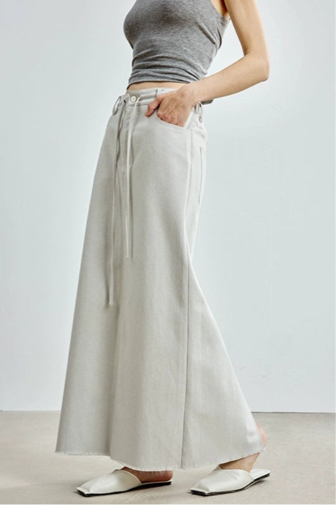 天絲棉開衩直筒裙 B4306