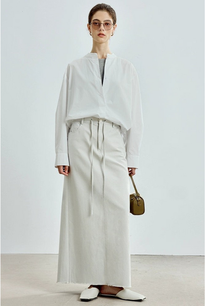 天絲棉開衩直筒裙 B4306