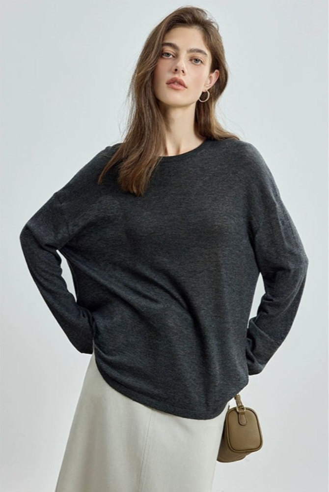 Cashmere blend drop shoulder top B4307