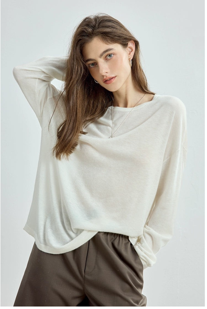 Cashmere blend drop shoulder top B4307