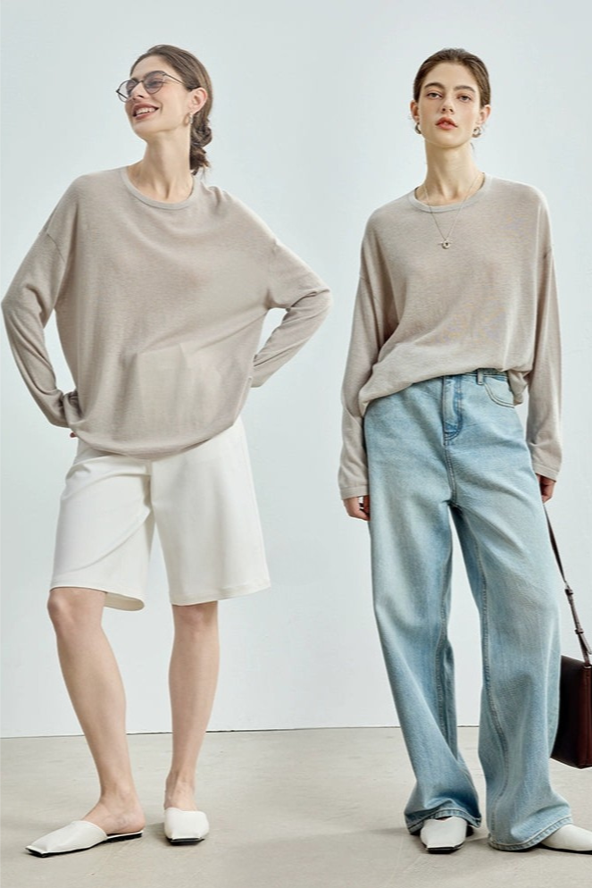 Cashmere blend drop shoulder top B4307