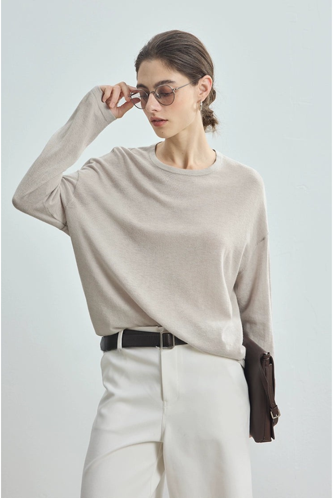 Cashmere blend drop shoulder top B4307