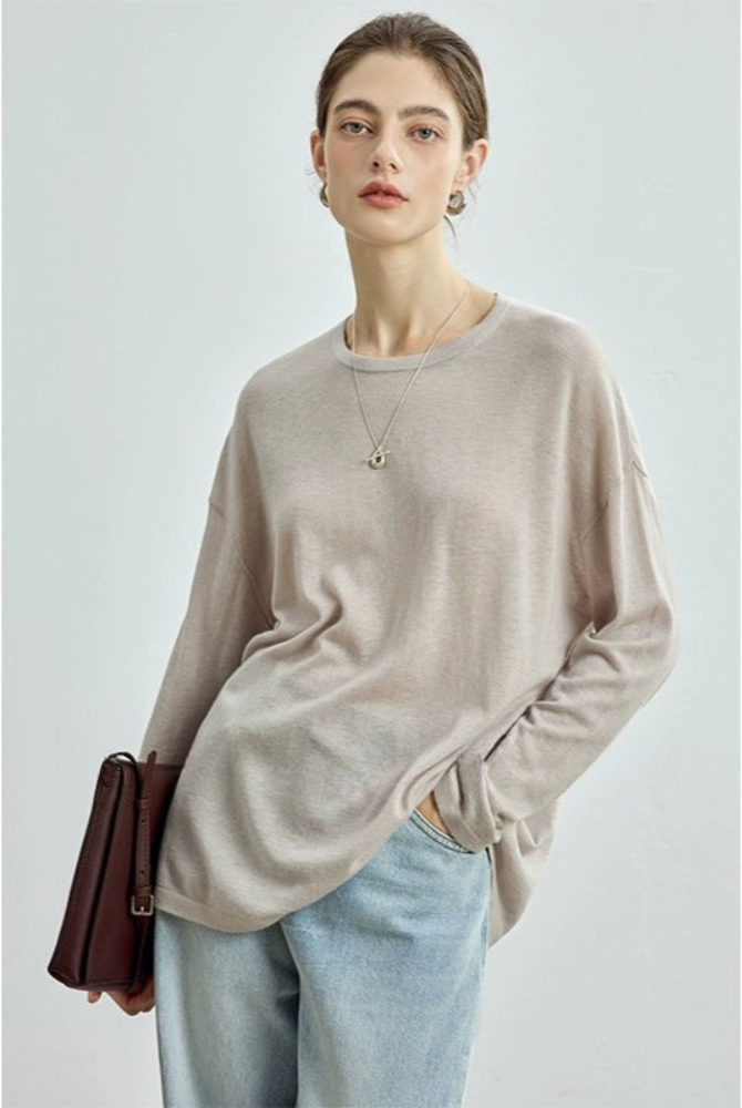 Cashmere blend drop shoulder top B4307